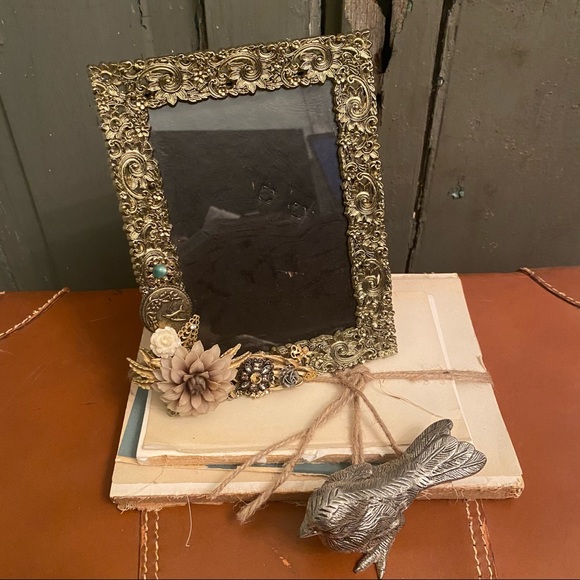 Other - Gold frame with Repurposed Jewelry